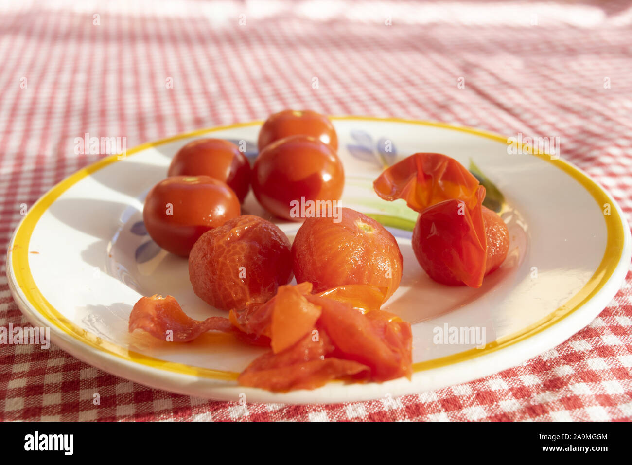 homemade peeled cherry tomatoes Stock Photo Alamy