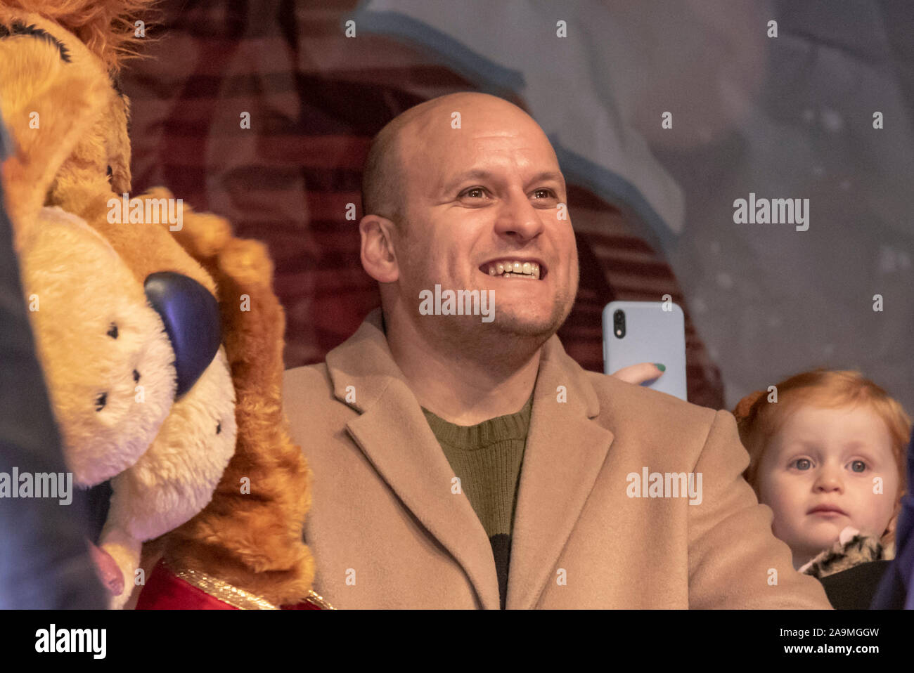 TV star Ricky Champ who plays Stuart Highway in the BBC soap opera Eastenders at event to switch on Southend's Christmas lights Stock Photo