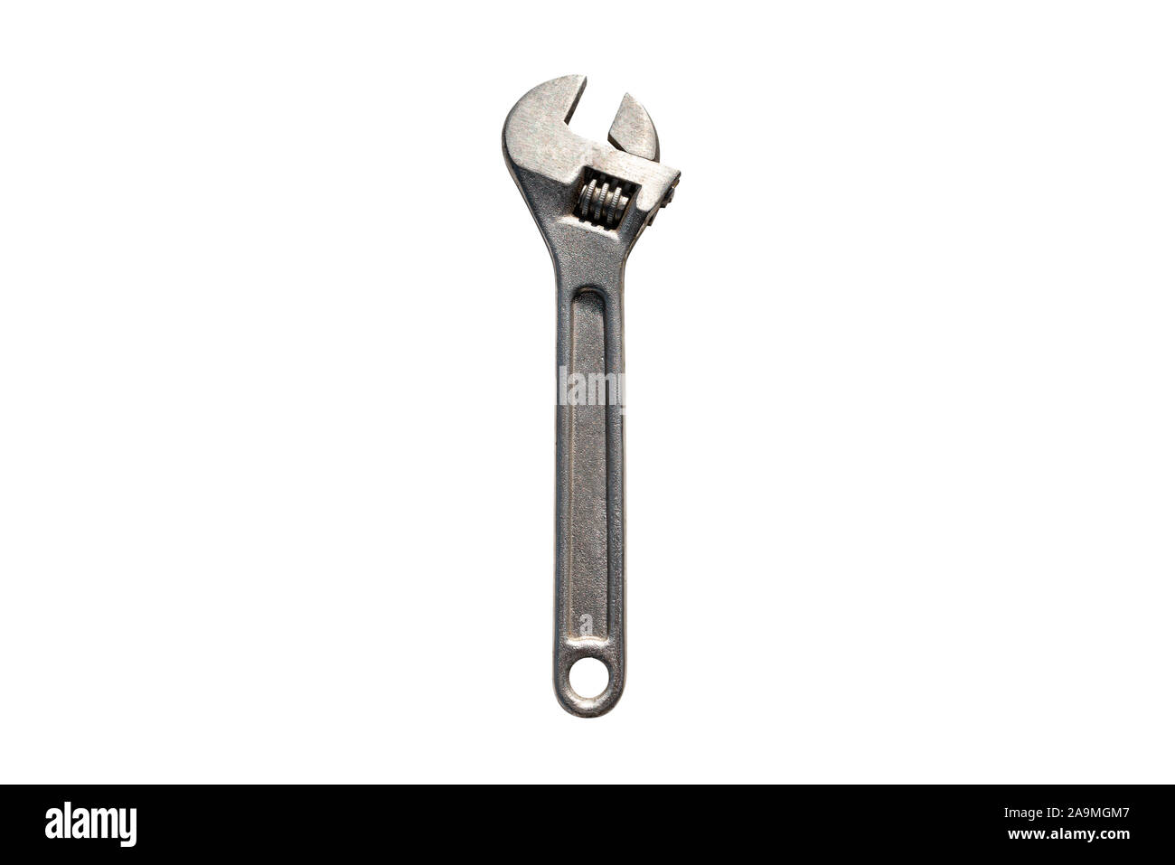 Silver Swedish adjustable wrench, isolated on a white background with a clipping path. Stock Photo