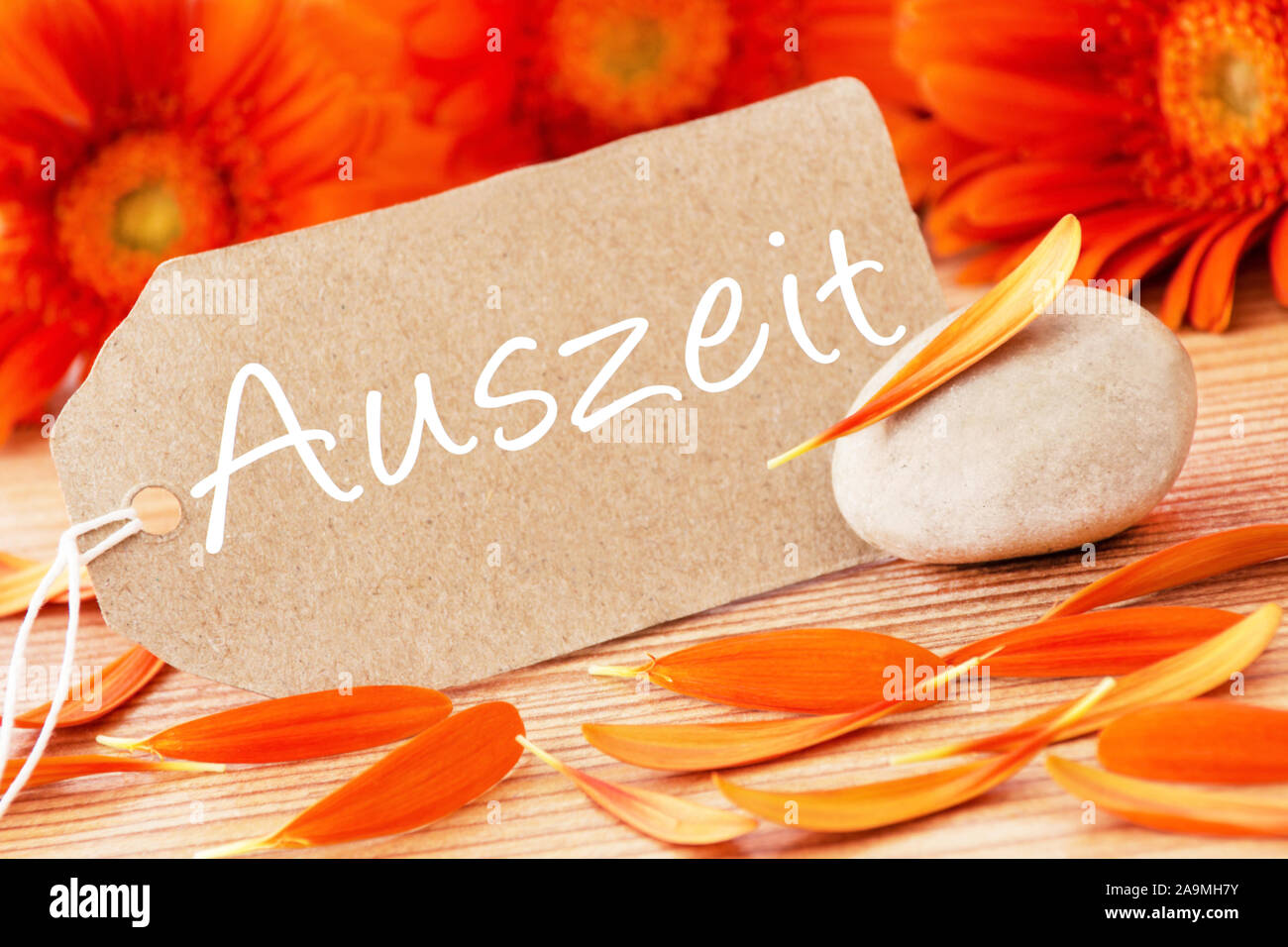 German time out flowers with label as background Stock Photo Alamy