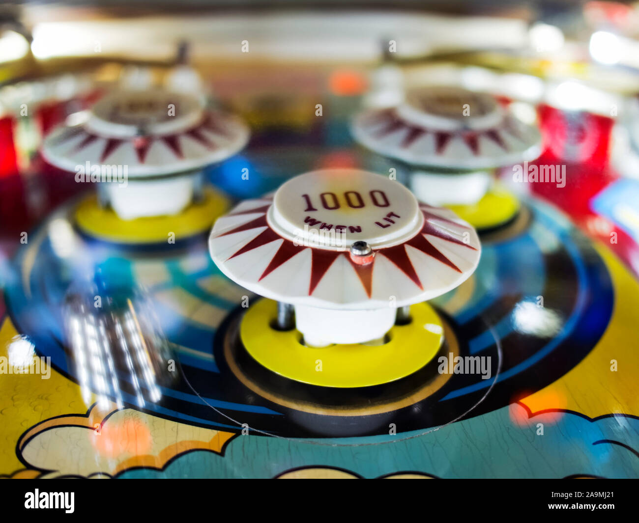 Antique Pinball Machine Bumpers with Motion Blur Ball Stock Photo Alamy