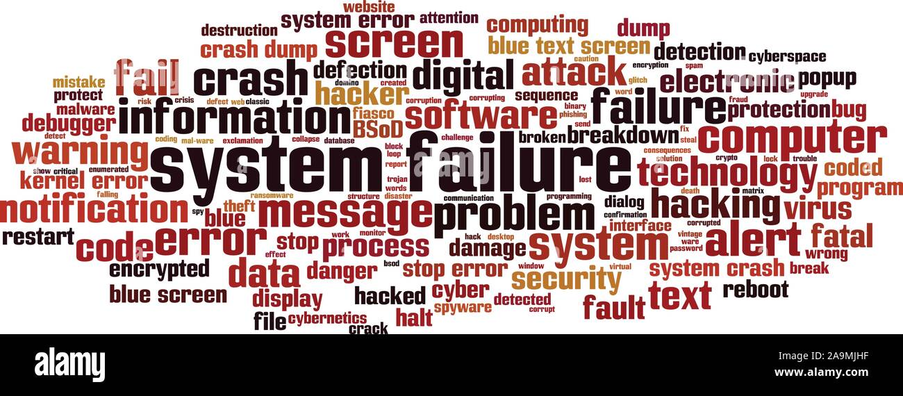 System failure word cloud concept. Collage made of words about system failure. Vector illustration Stock Vector