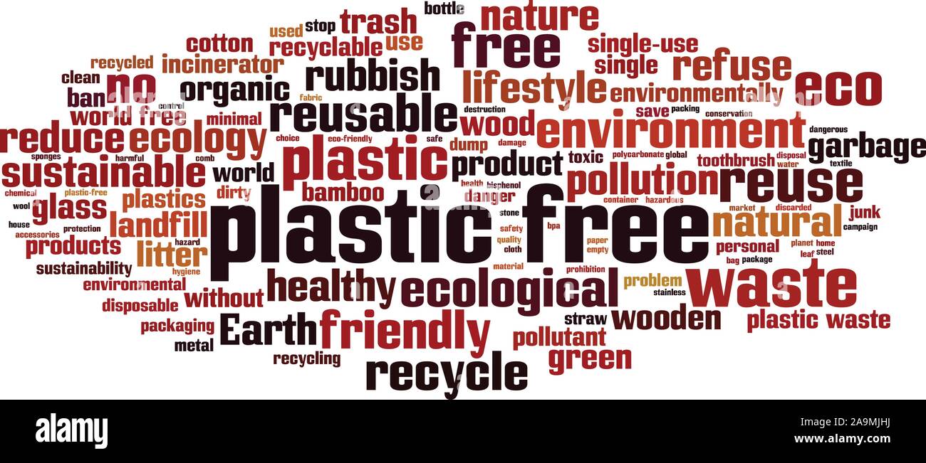 Plastic free word cloud concept. Collage made of words about plastic free. Vector illustration Stock Vector