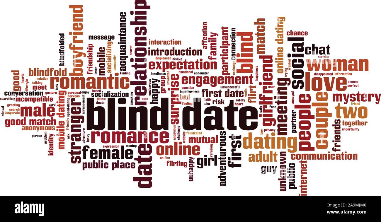 Blind date word cloud concept. Collage made of words about blind date. Vector illustration Stock