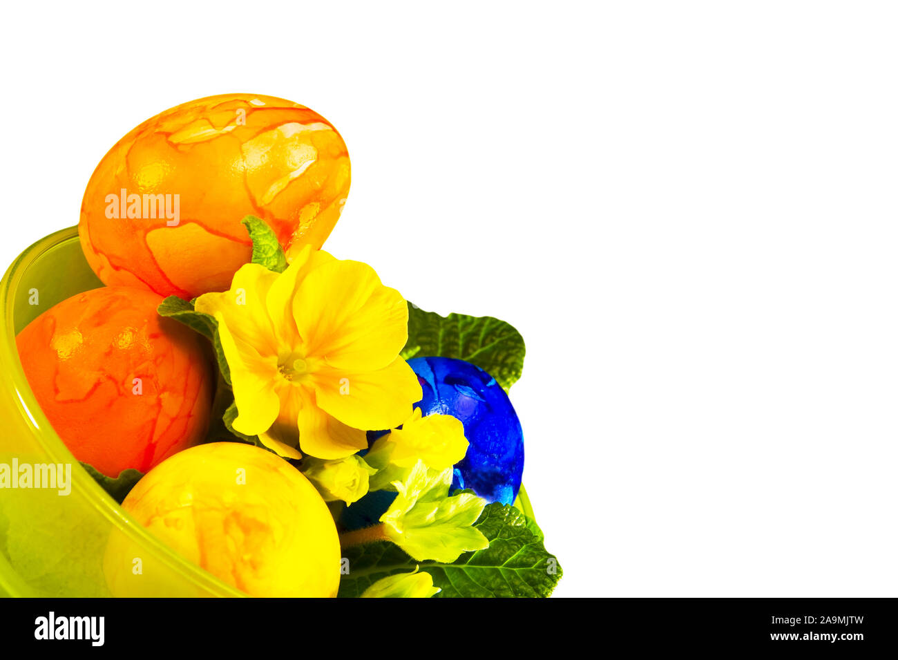 Easter eggs with flowers on white background background Stock Photo - Alamy