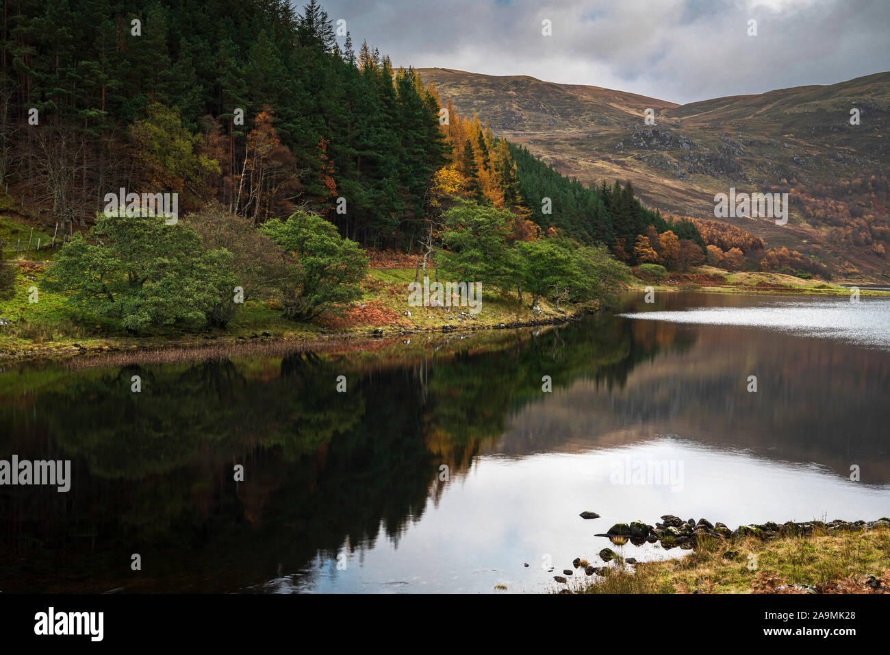 An autumnal HDR image of Loch Killin in the Monadhliath Mountains, Highlands, Scotland. 05 November 2019 Stock Photo