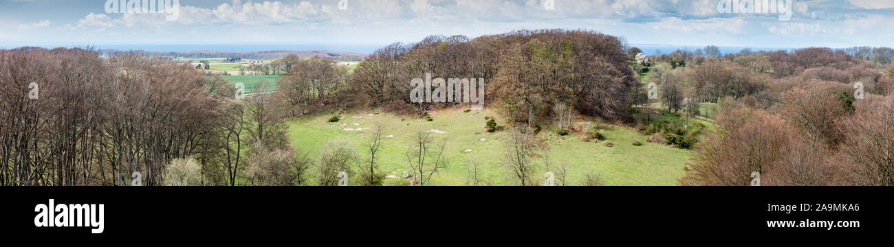 Panorama of landscape on Møn in Denmark in early spring Stock Photo