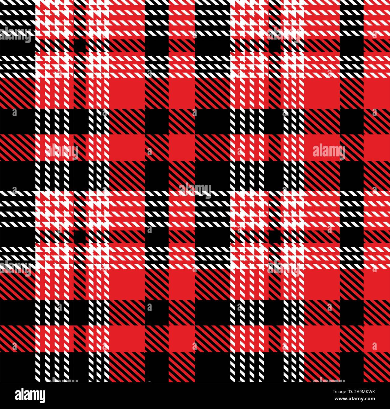 Coral Pink, Black and White Girly Plaid Fabric