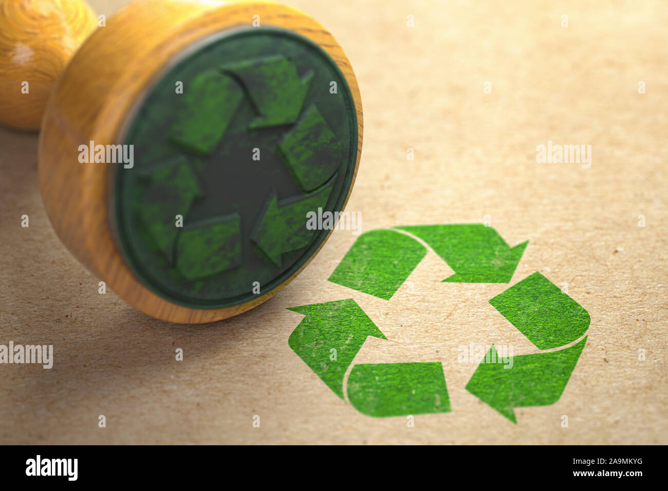 Recycle rubber stamp on craft paper. 3d illustration Stock Photo Alamy