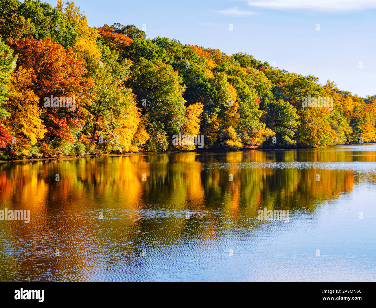 Fall in New York State, Swan Lake, Rockefeller State Park reflections