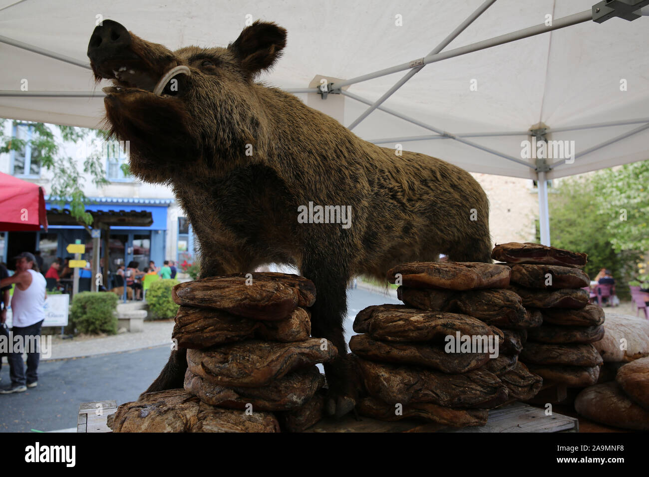 Wild Boar display French market, France Stock Photo Alamy