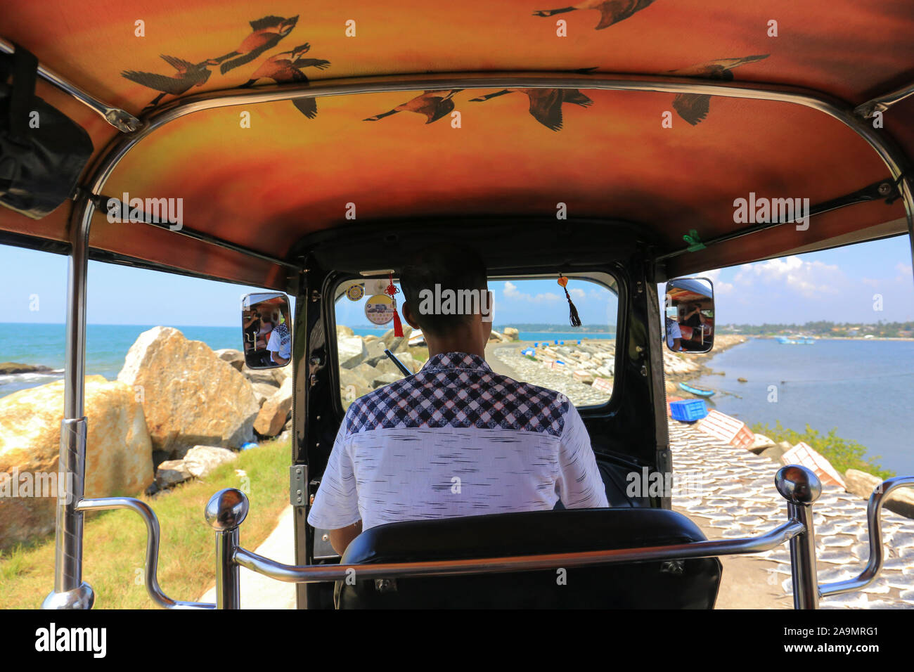 Taxi auto rickshaw driver in Sri Lanka. Tuk tuk taxi driver Stock Photo