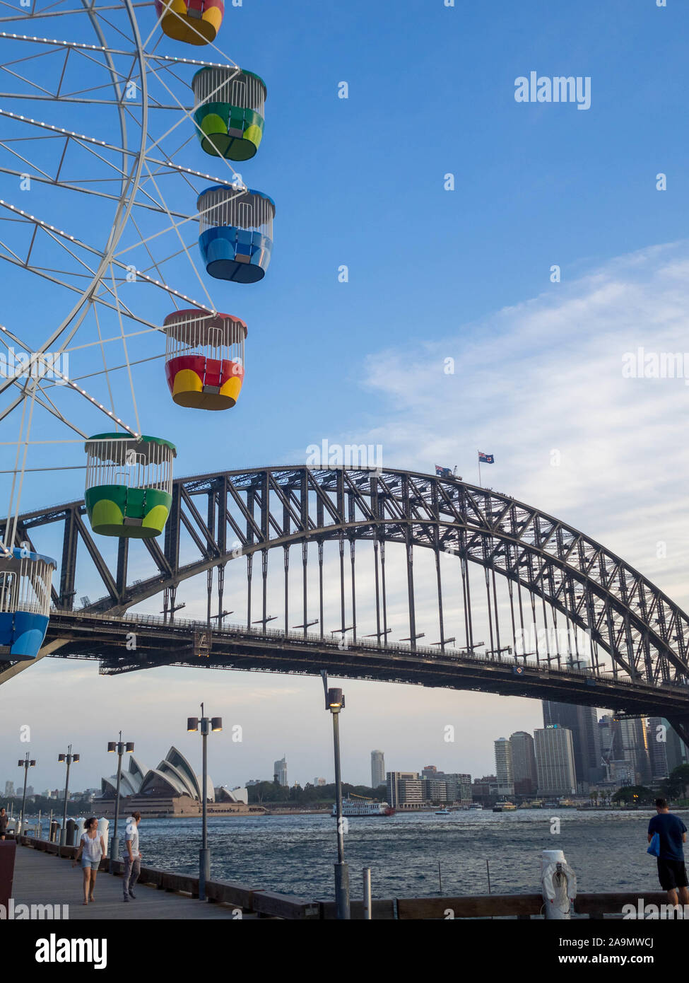 Sydney Luna Park ferries wheel and Harbour Bridge Stock Photo Alamy