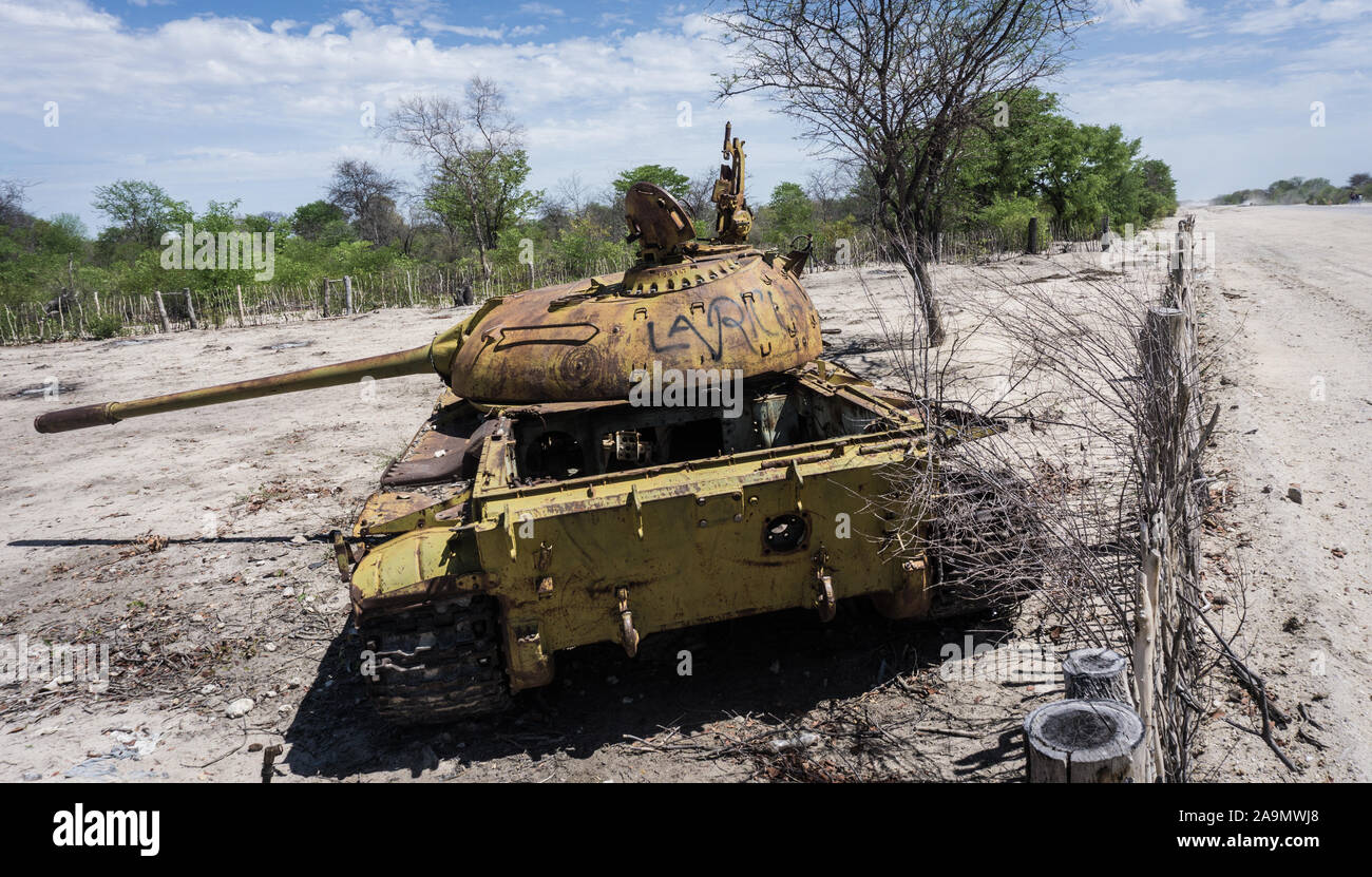 Remnants of the Angola civil war lie abandoned in Cunene province. Stock Photo