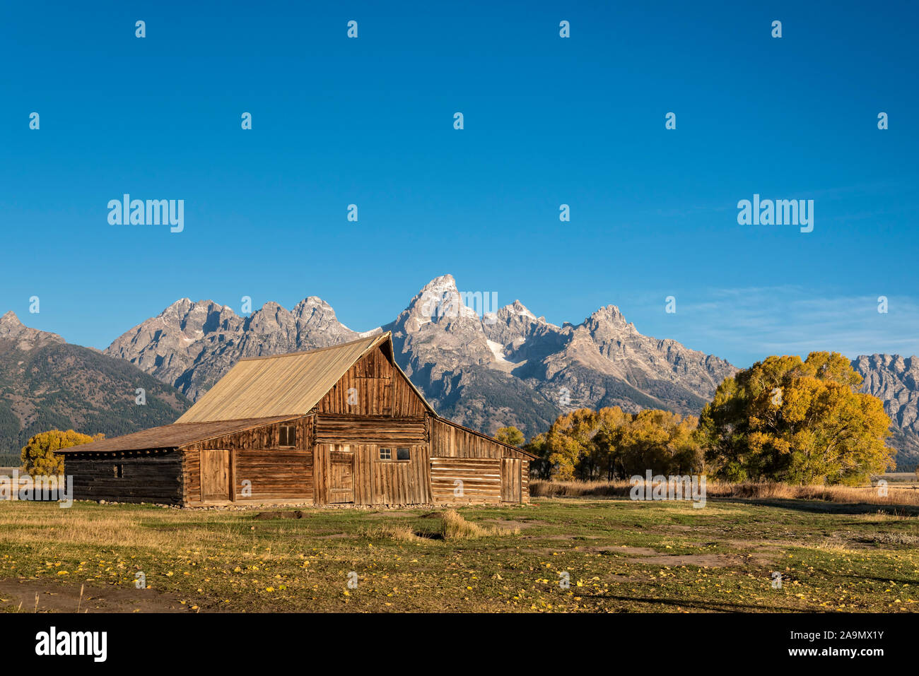 T. A. Moutlon Barn on Mormon Row, Grand Teton National Park, Wyoming. Stock Photo