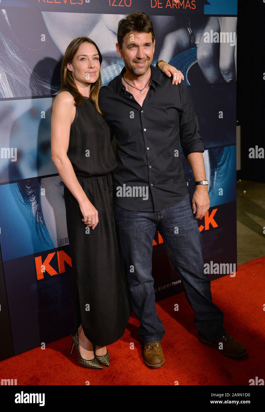LOS ANGELES, CA - OCTOBER 7, 2015: Actress Claire Forlani husband actor Dougray Scott at the Los Angeles premiere of  'Knock Knock' at the TCL Chinese Theatre, Hollywood. © 2015 Paul Smith / Featureflash Stock Photo
