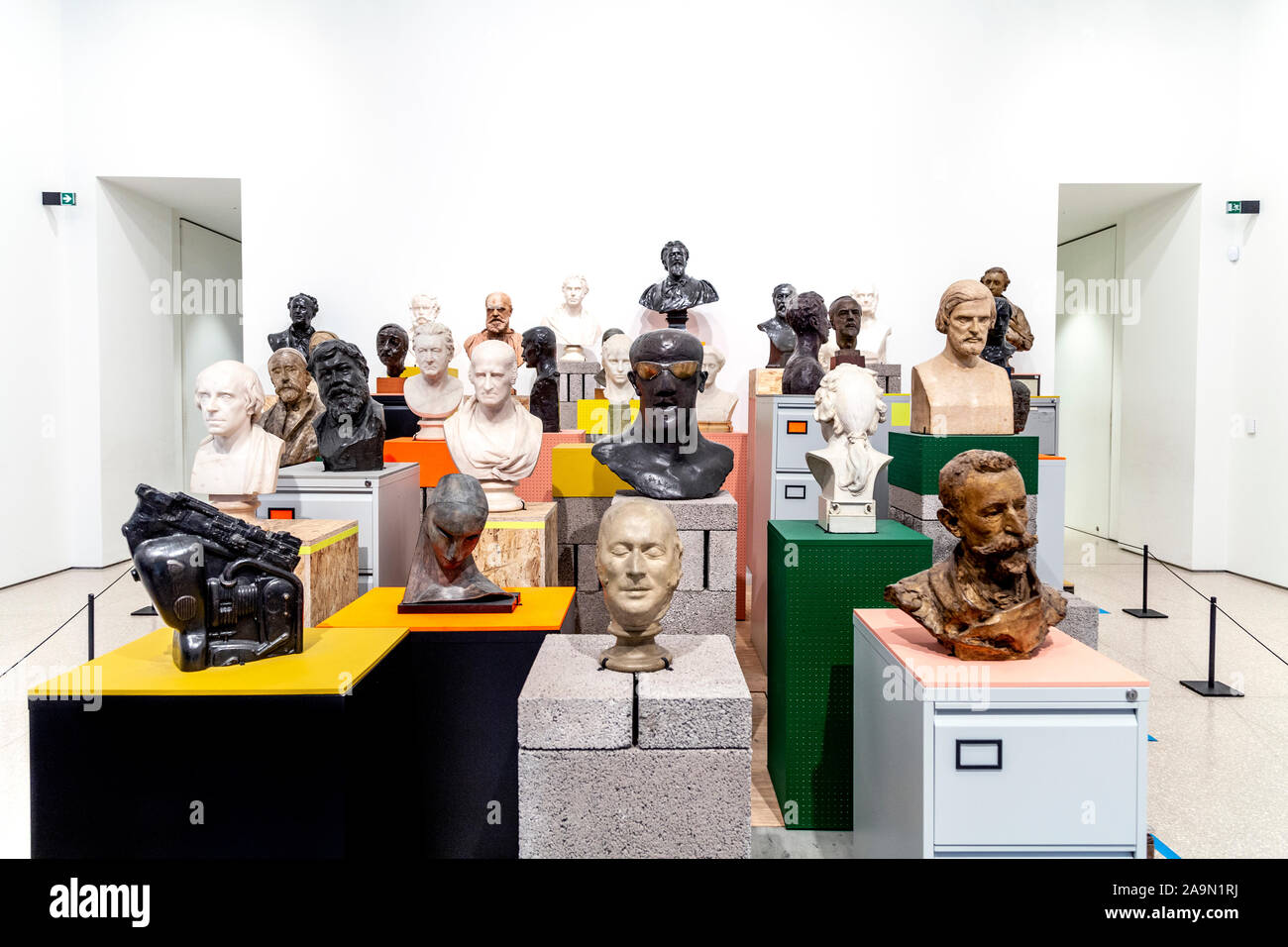 Collection of busts at the Royal Academy, London, UK Stock Photo