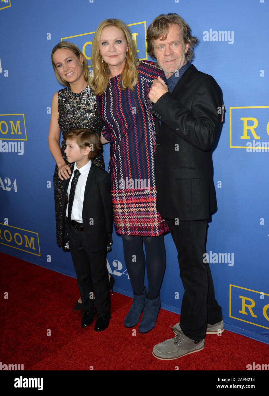 LOS ANGELES, CA. October 13, 2015: William H. Macy, Brie Larson, Joan Allen & Jacob Tremblay at the Los Angeles premiere of their movie 'Room' at the Pacific Design Centre, West Hollywood. © 2015: Paul Smith / Featureflash Stock Photo