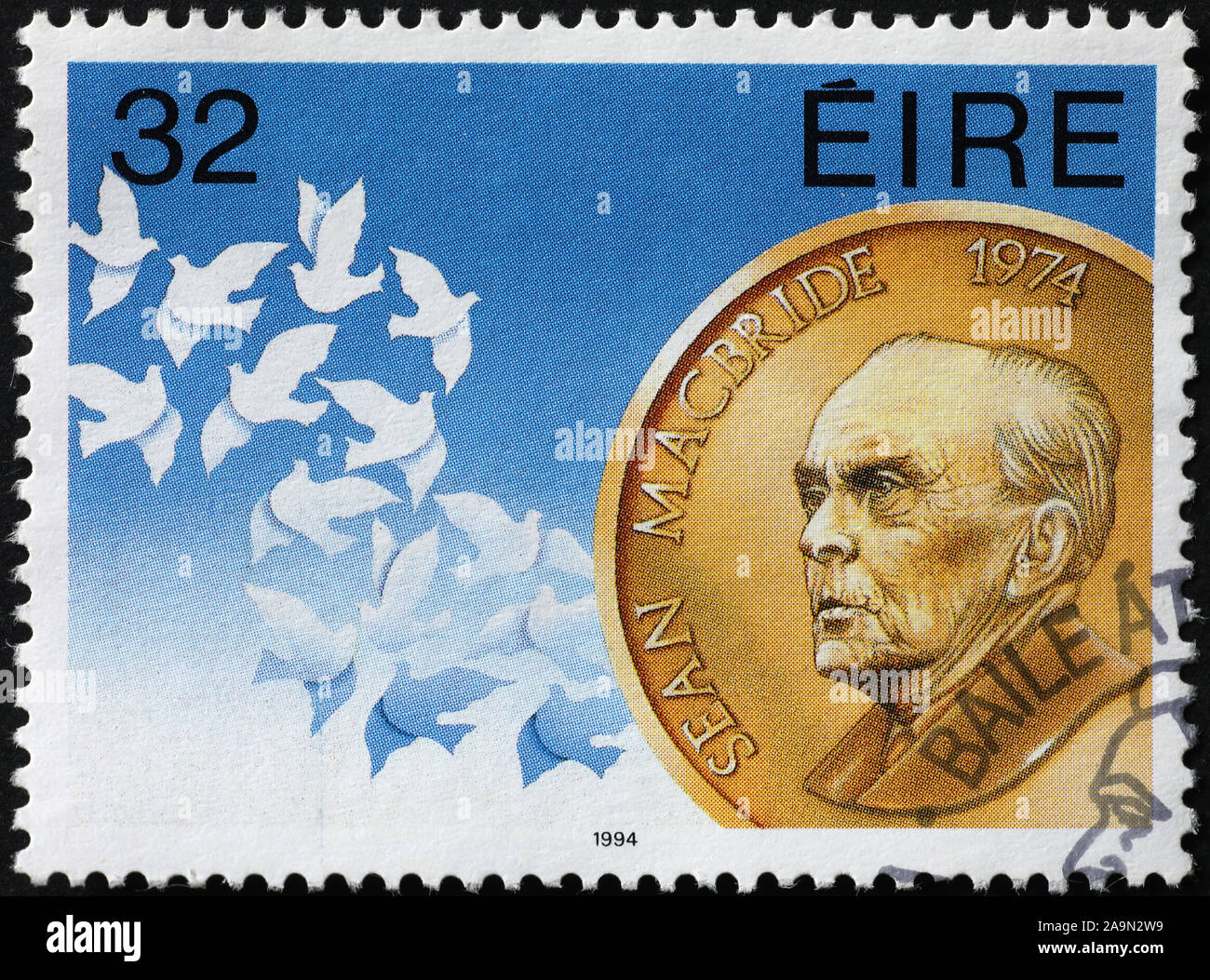 Celebration of Sean MacBride on irish postage stamp Stock Photo