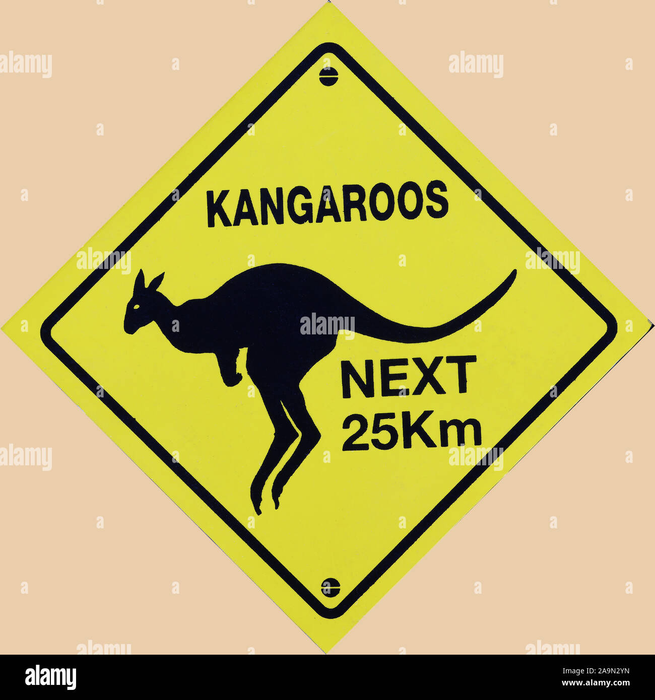 Copy of road sign warning about kangaroo crossing in Australia Stock Photo