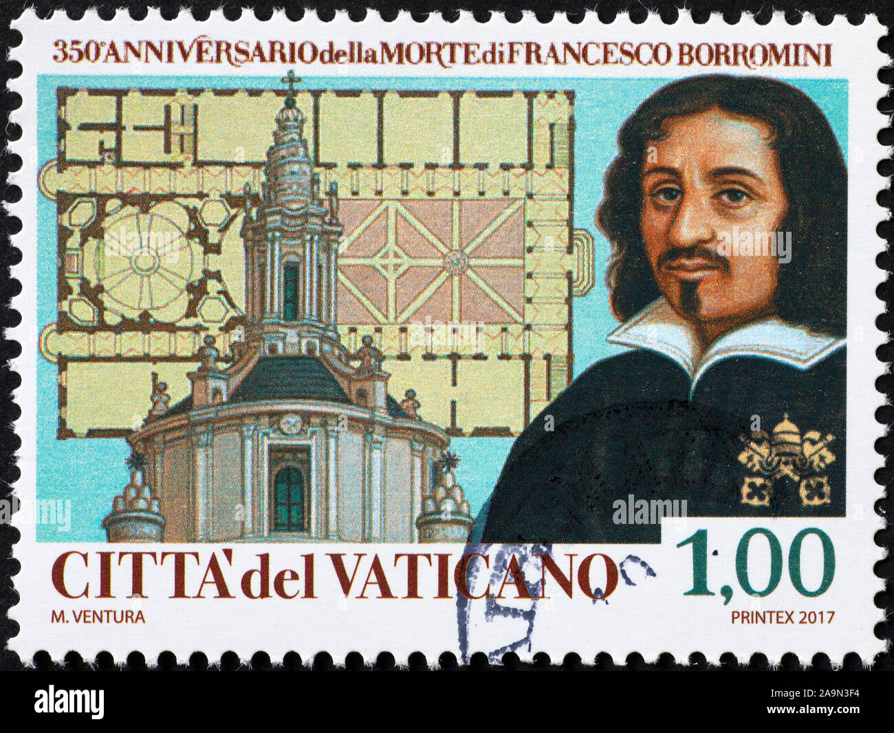 Italian architect Francesco Borromini on postage stamp Stock Photo
