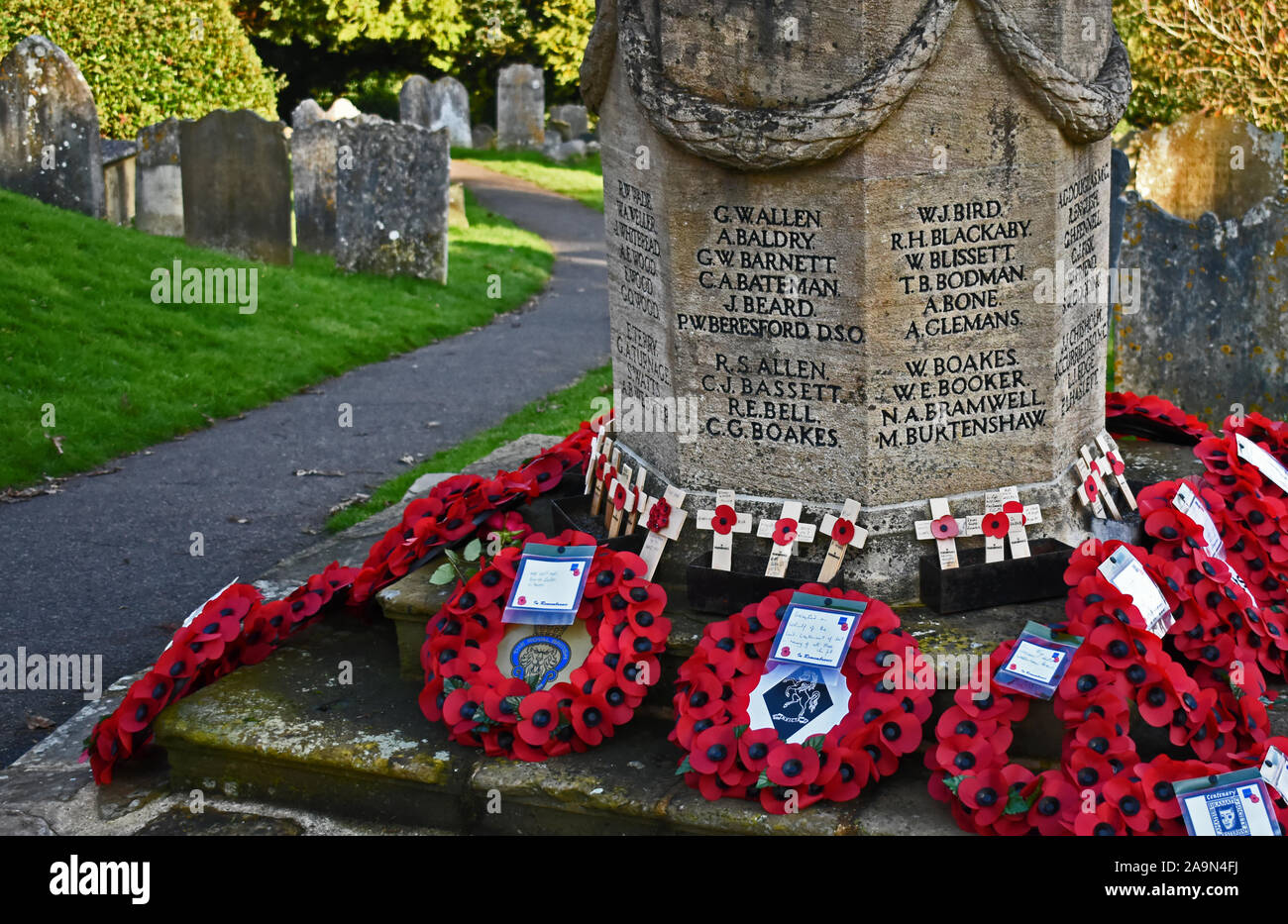 War Memorial at St Mary the Virgin Church in Westerham, Kent Stock Photo