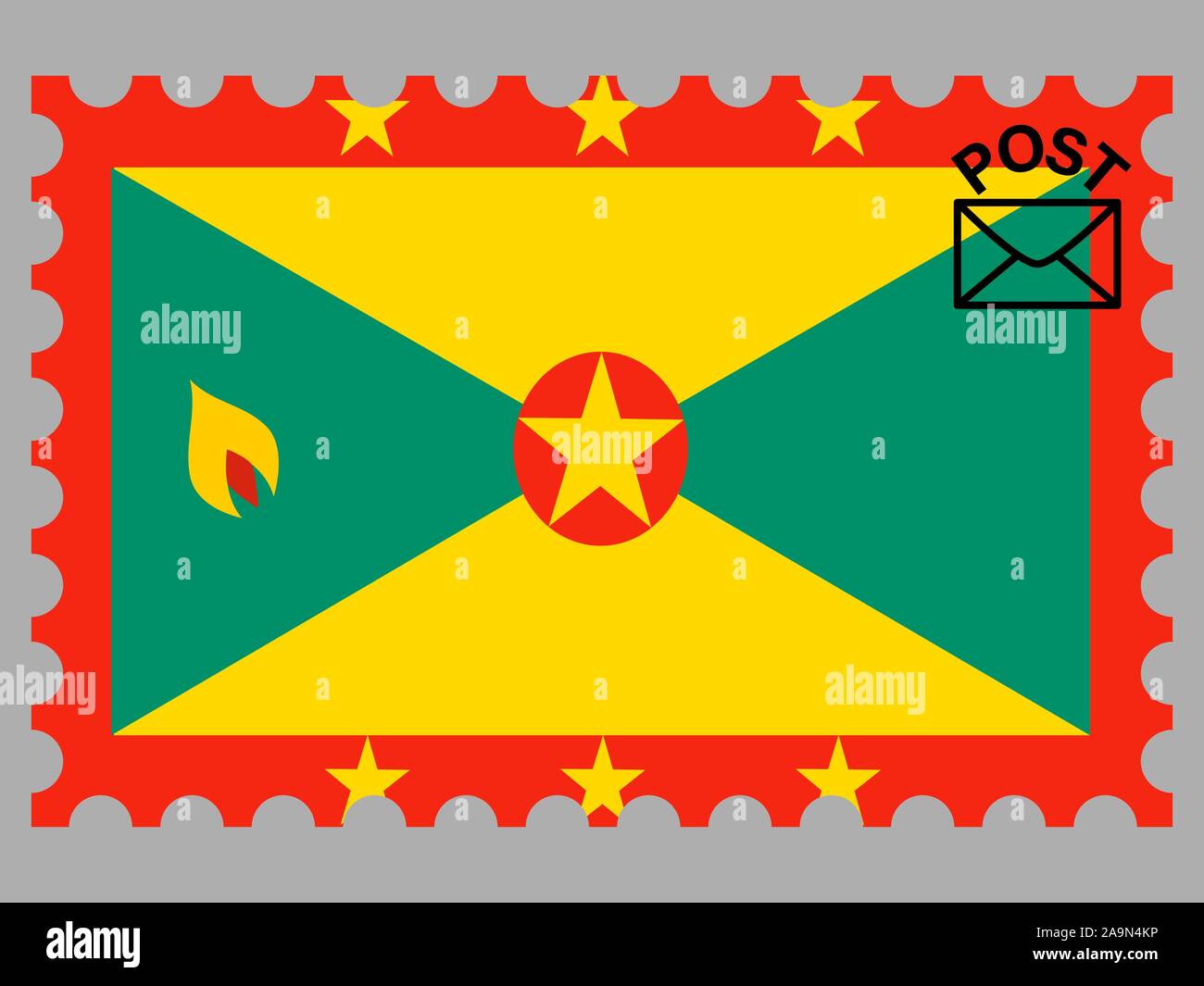 National flag of Grenada . original colors and proportion. Simply vector illustration, from countries flag set. Stock Vector