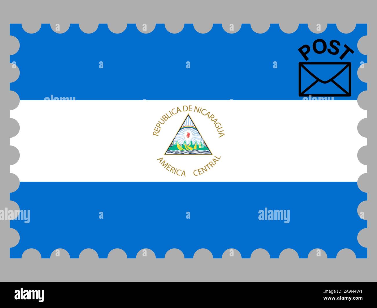 National flag of Republic of Nicaragua . original colors and proportion. Simply vector illustration eps10, from countries flag set. Stock Vector