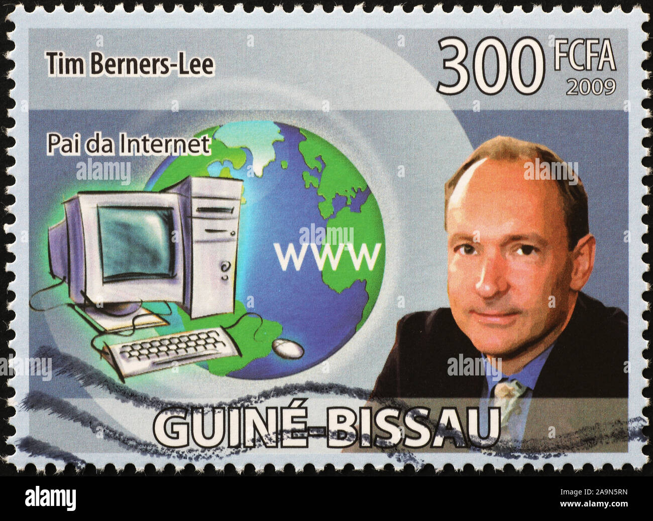 Tim Berners-Lee, co-nventor of World Wide Web on postage stamp Stock Photo