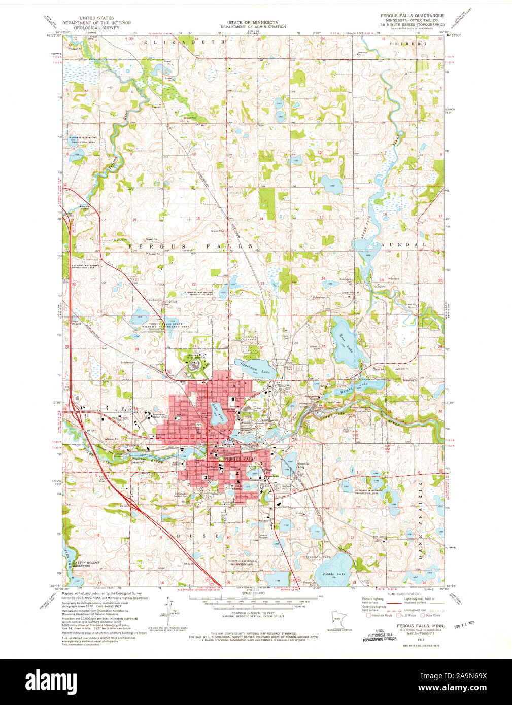 Historic USGS Topographic Map of Fergus Falls