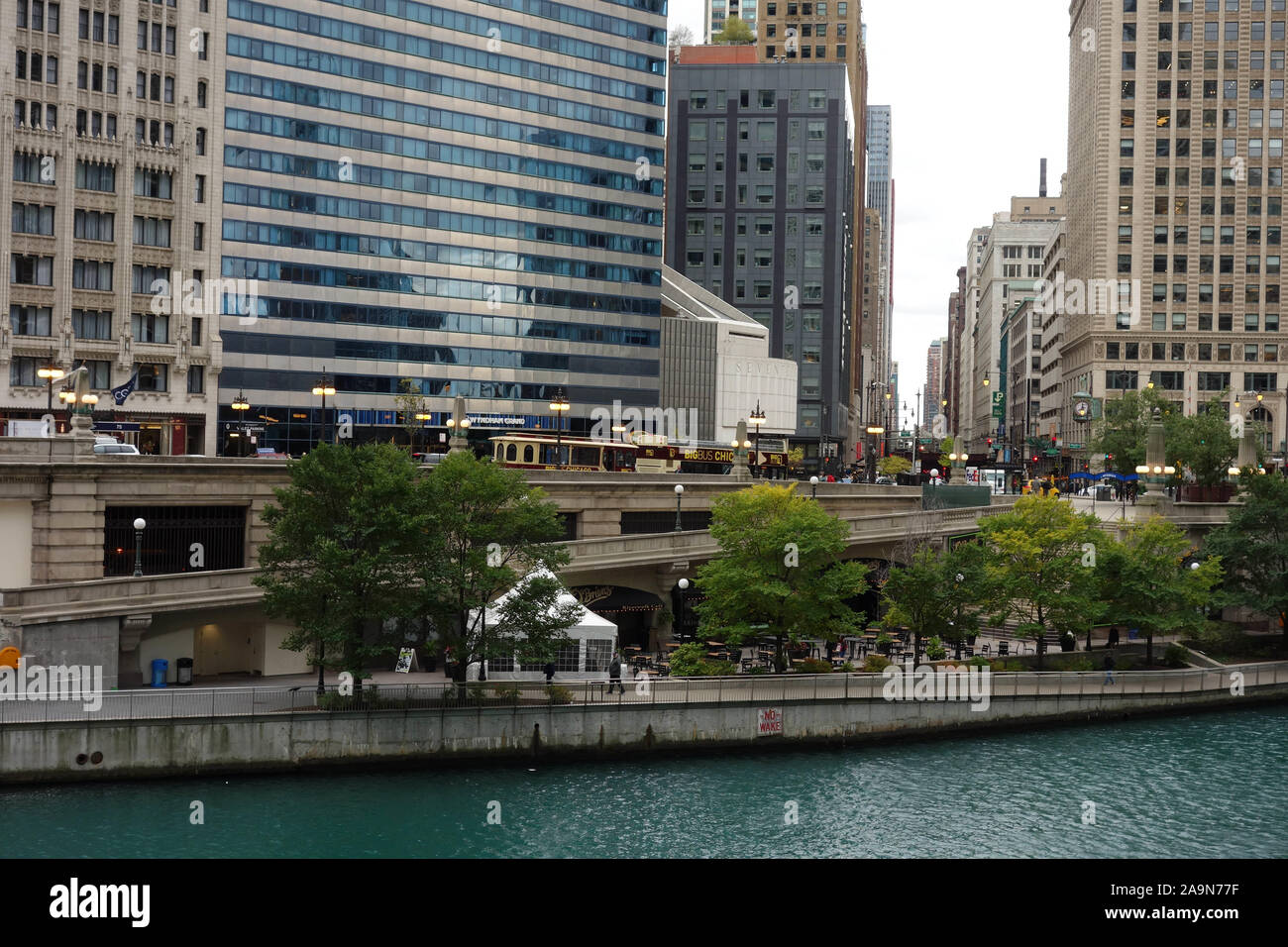Riverwalk in Chicago, IL Stock Photo