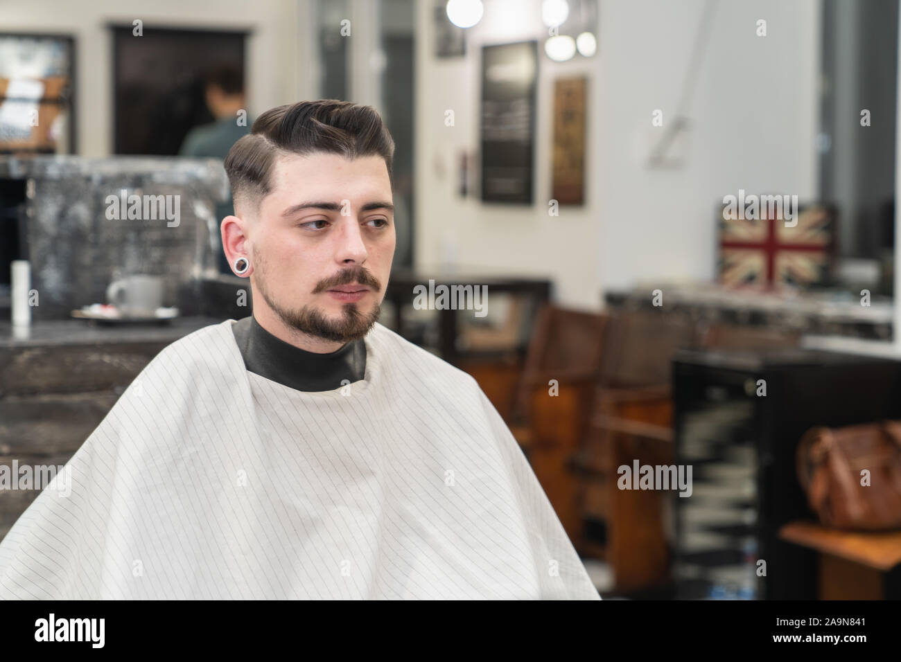 Haircut With Beard And Head Scissors Men S Beauty Salon Stock