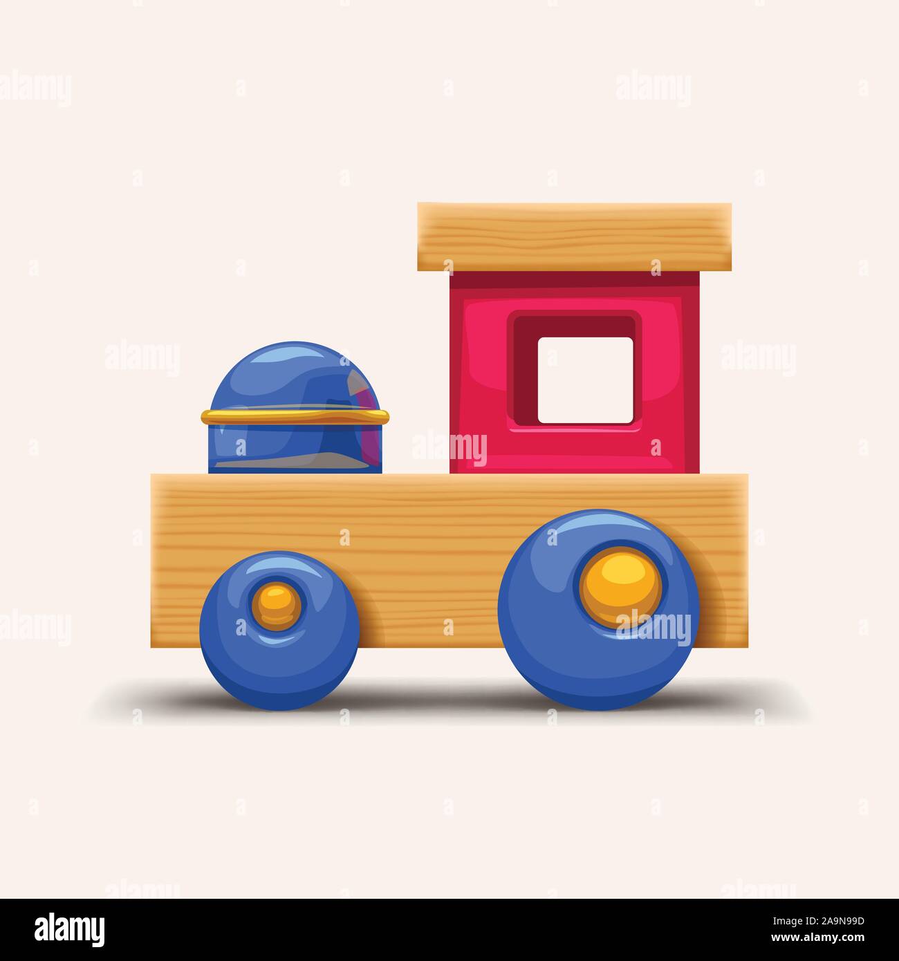 wooden colorful train toy Stock Vector