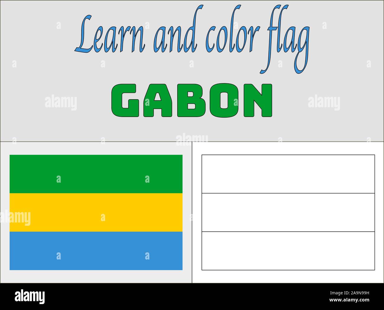 Gabon National flag Coloring Book pages for Education and learning ...