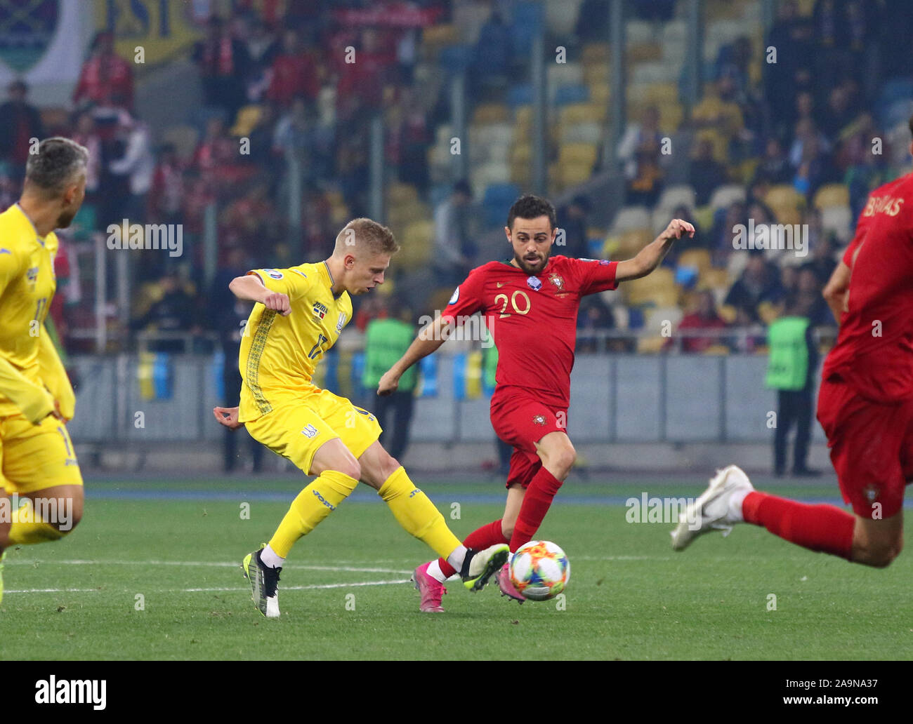 Kyiv, Ukraine October 14, 2019 Oleksandr Zinchenko of Ukraine (L
