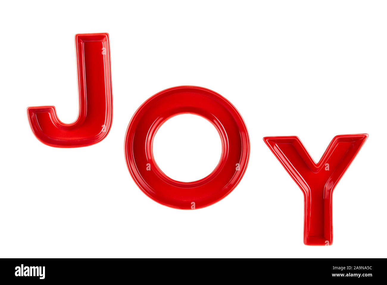 collection of letters spelling the word joy on an isolated white