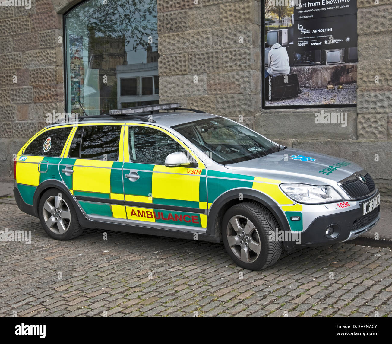 An ambulance parked outside the Arnolfini arts centre in Bristol, UK Stock Photo