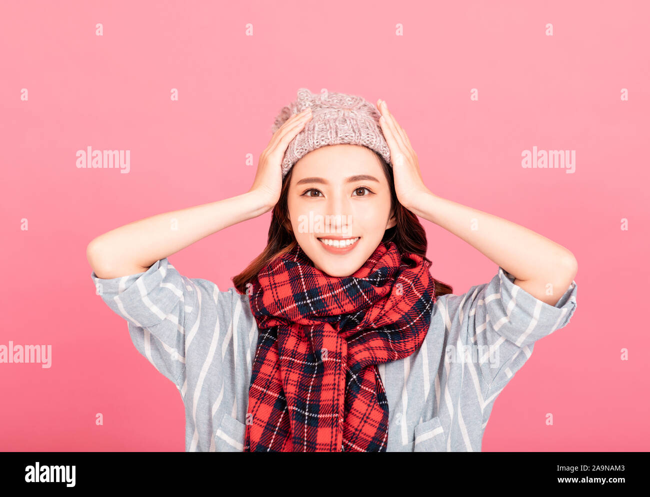 beautiful young woman in  Winter clothes Stock Photo