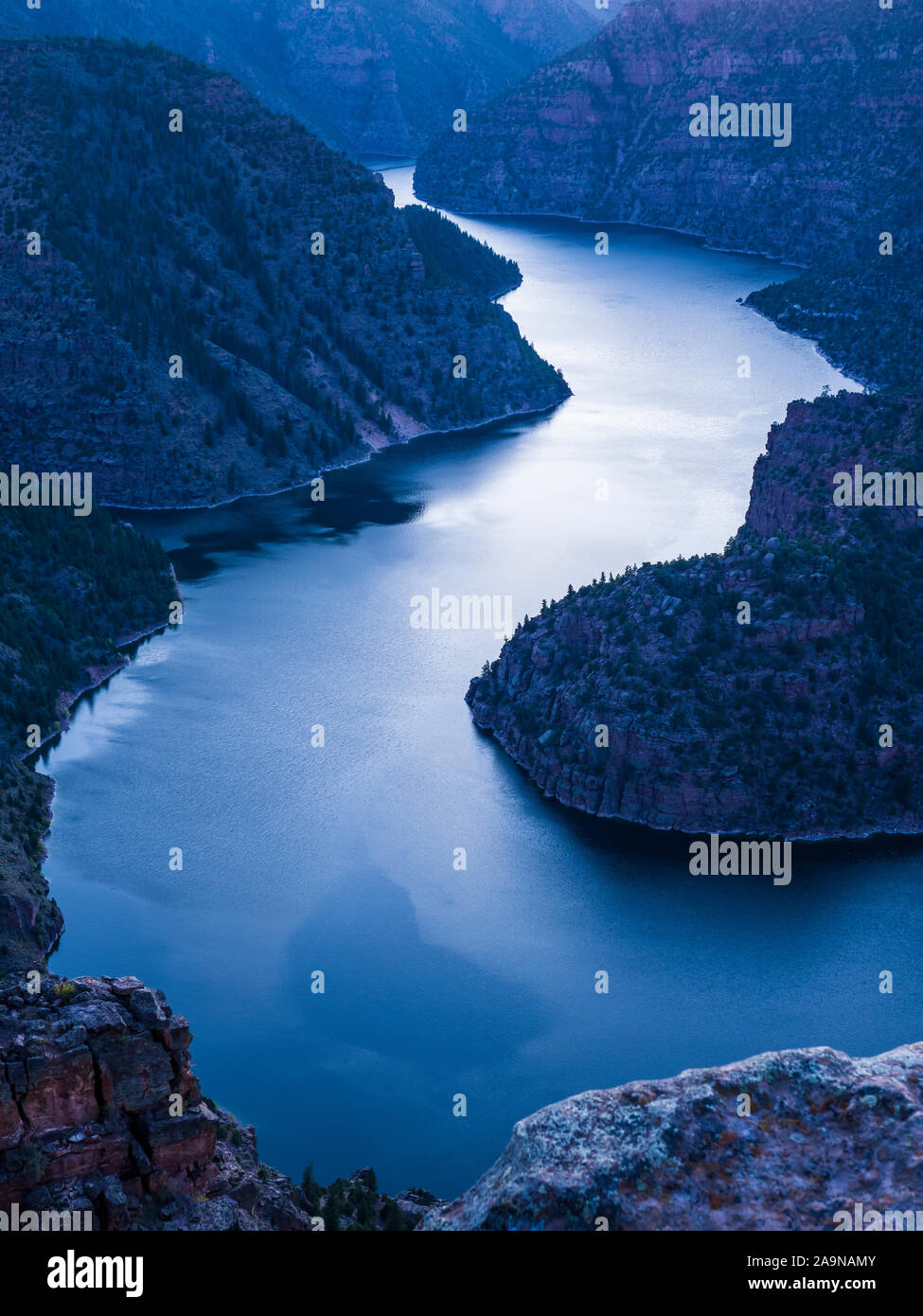 Flaming Gorge Reservoir in Red Canyon at dusk, Red Canyon Visitor 