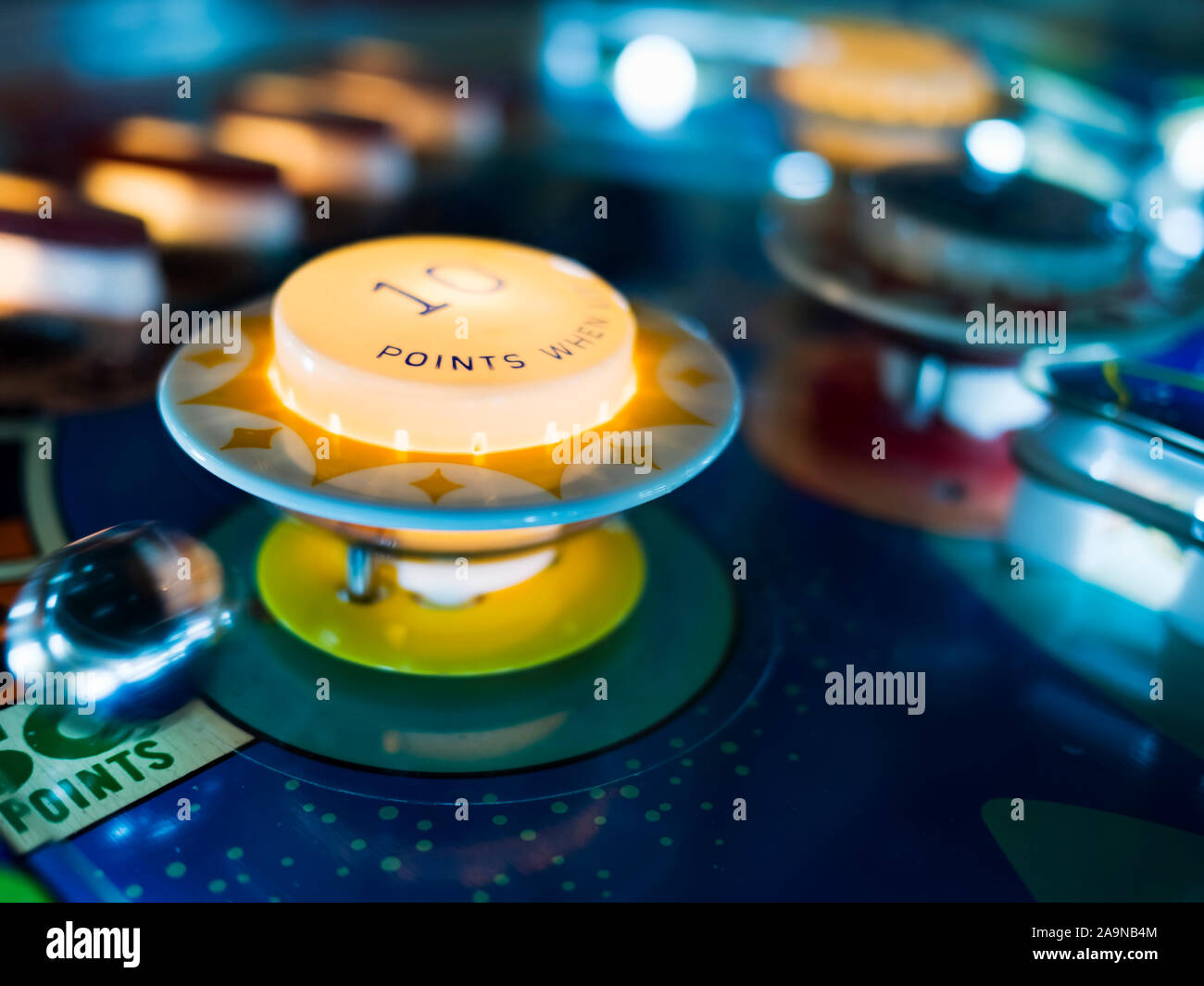 Antique Pinball Machine Bumpers with Motion Blur Ball Stock Photo Alamy