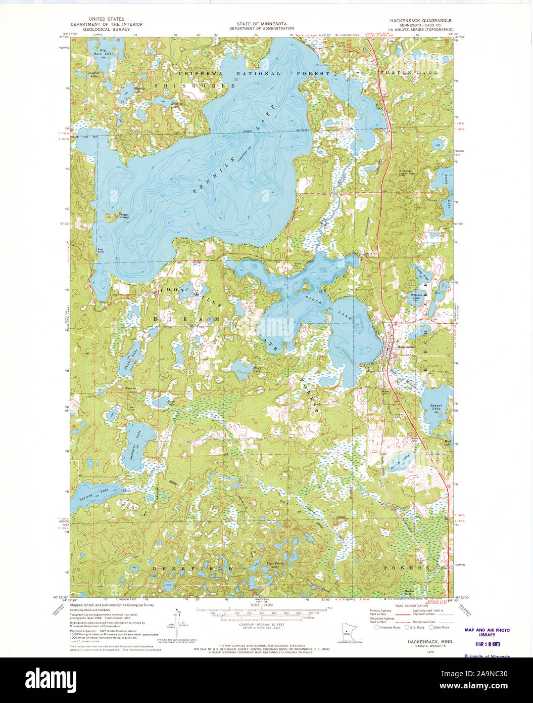 USGS TOPO Map MInnesota MN Hackensack 504703 1970 24000 Restoration