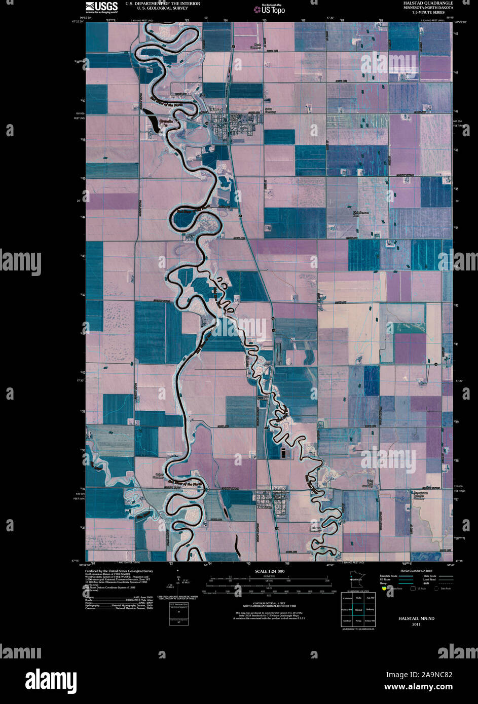 USGS TOPO Map MInnesota MN Halstad 20110322 TM Inverted Restoration