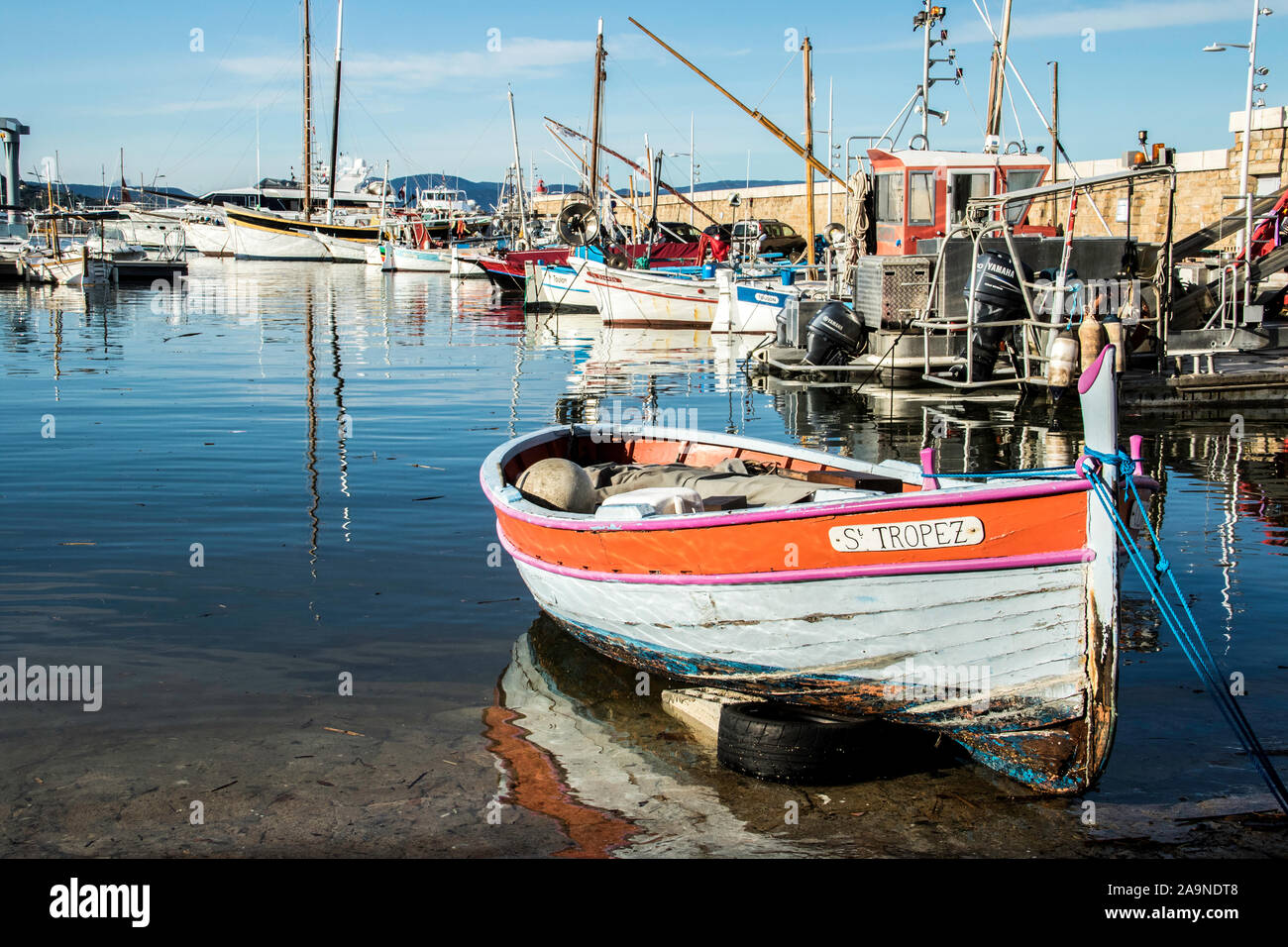 Port de Saint Tropez, France - Mole Jean Reveille - old boat - Cote d ...