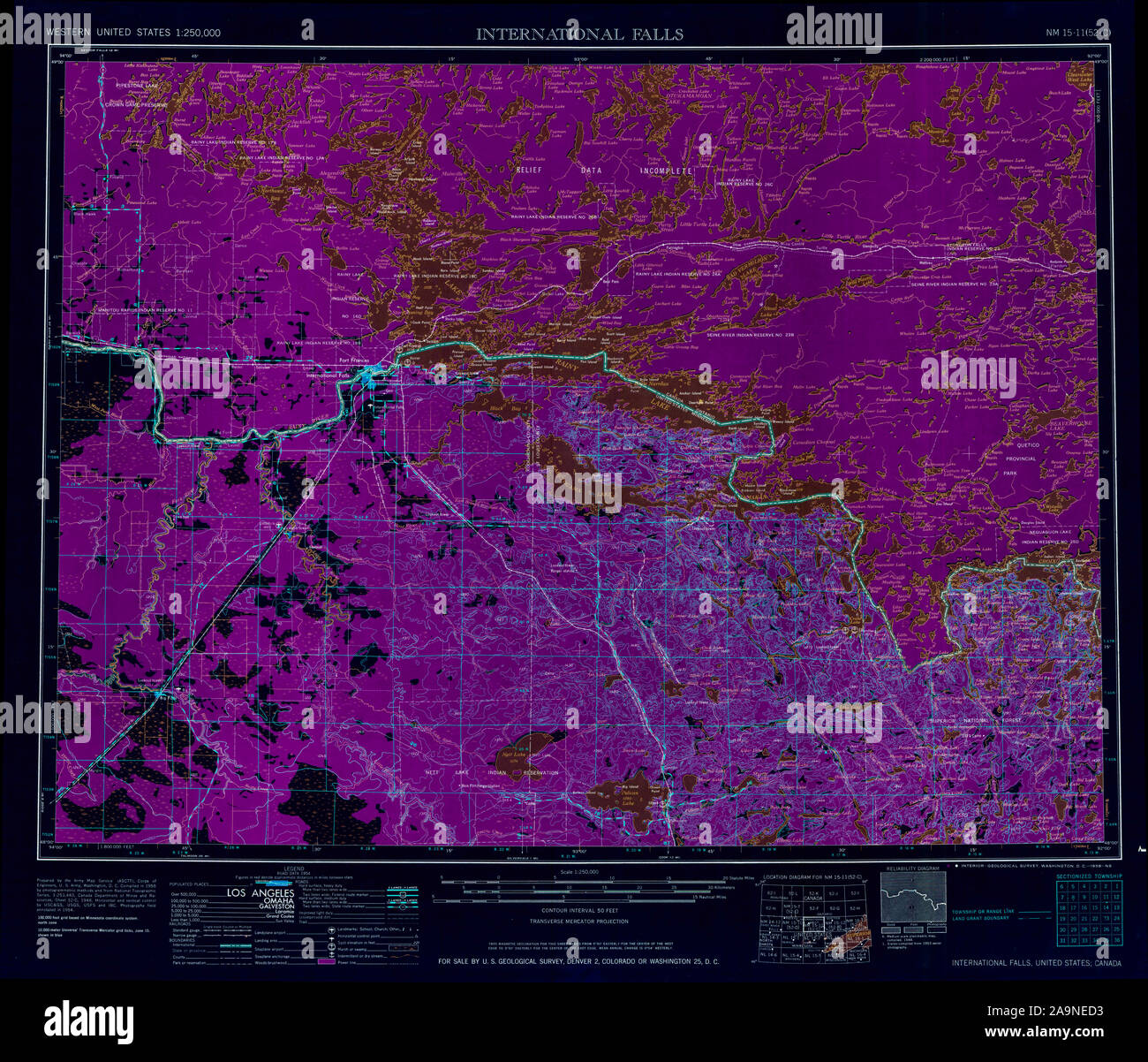 USGS TOPO Map MInnesota MN International Falls 707408 1958 250000