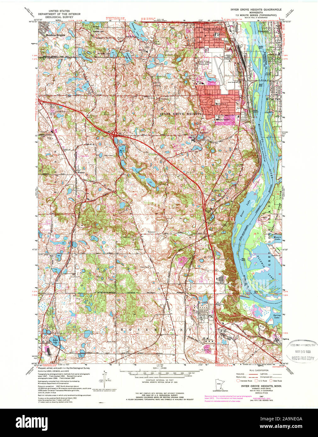 Inver Grove Heights Map Inver Grove Heights, Minnesota, Map 1967, 1:24000, United States Of America  By Timeless Maps, Data U.s. Geological Survey Stock Photo - Alamy