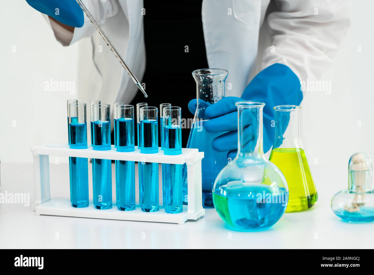 Young woman scientist working in chemical laboratory and examining biochemistry  lab sample. Science technology medicine research and development study  Stock Photo - Alamy