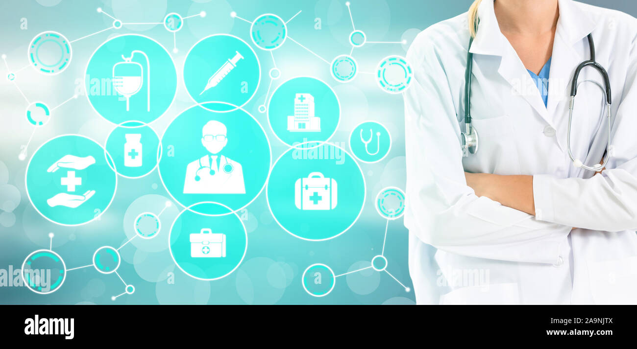 Medical Healthcare Concept Doctor In Hospital With Digital