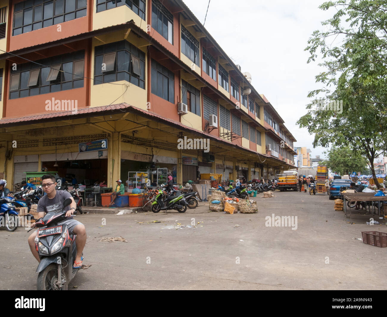 Batam, Indonesia - February 7, 2015: People activities at the local market in the Jodoh Area of Batam City. Stock Photo