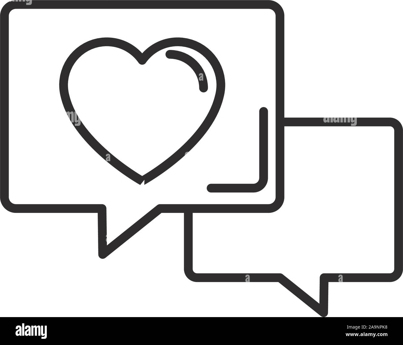 talk bubble heart romantic passion love line vector illustration Stock ...