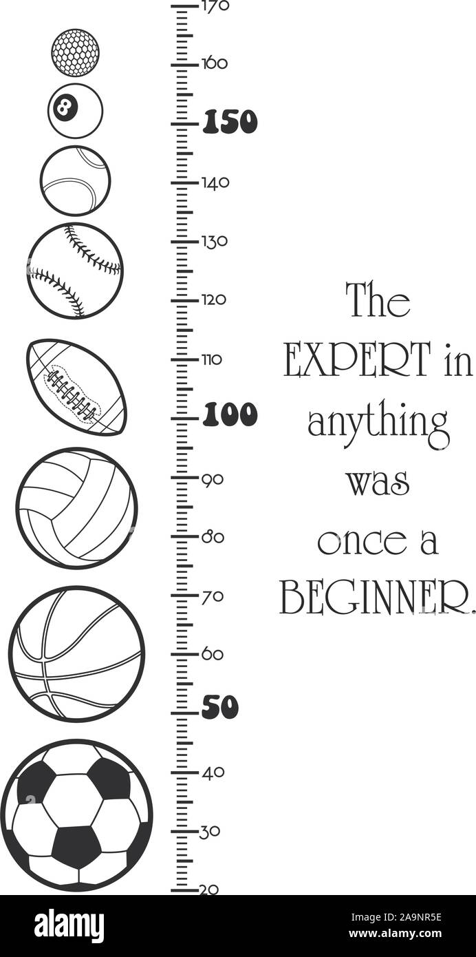 Kids height ruler with balls for wall decals, wall stickers Vector